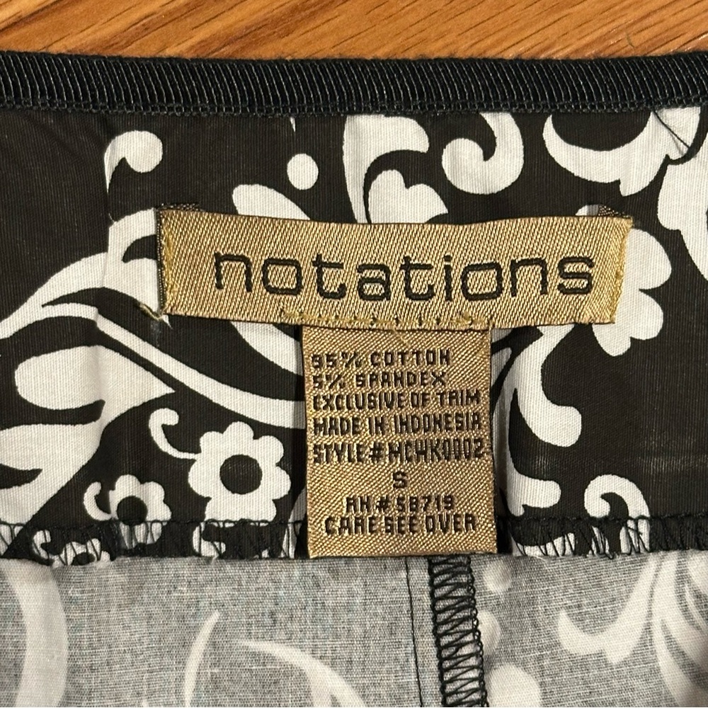 Notations Cotton Mermaid Flare Black and White Floral Midi Skirt size S - Picture 6 of 7